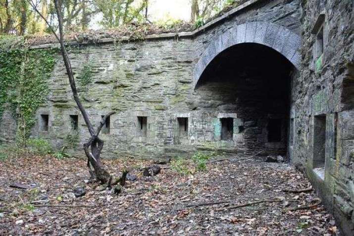 Tunnel entrances to Austin Fort remain in nearby woodlands. From plymouthherald.co.uk