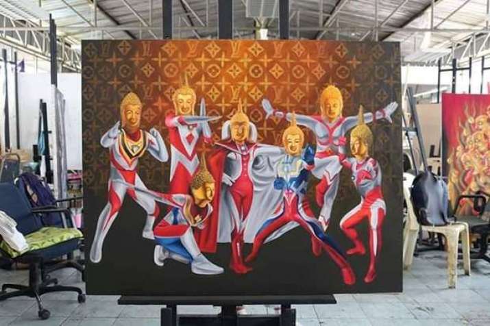 One of the four âUltraman Buddhaâ paintings. From bangkokpost.com